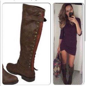 Journee Collection Spokane Brown Regular Calf Red Zipper, 8.5